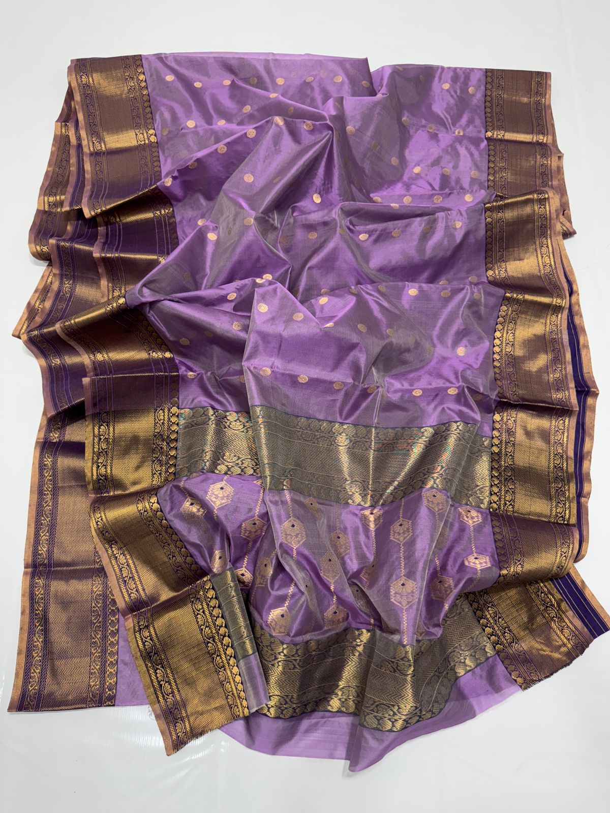 Elegant Chanderi saree pattu silk sarees blouse - Saffronfashionindia