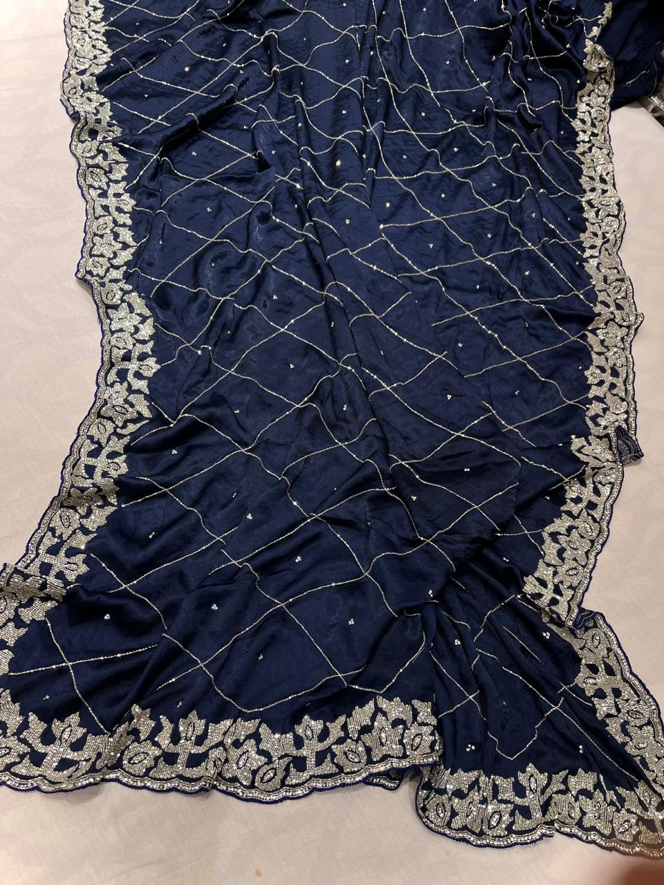 Satin Crepe Sarees Indian Saree wedding saree - Saffronfashionindia