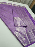 Lavender silver zari Kanjeevaram silk saree