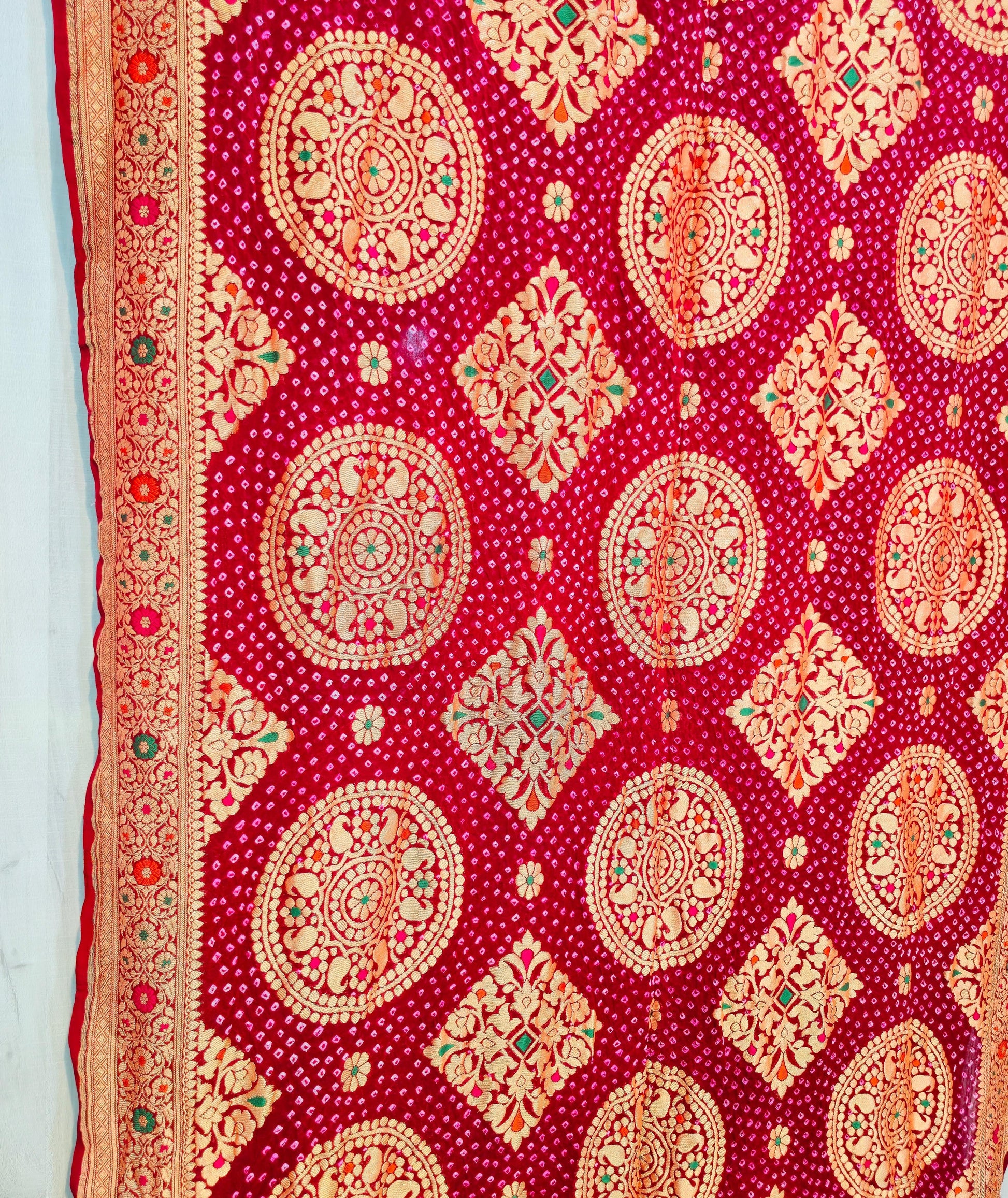 Avisha gorgette saree meenakari saree Indian sari blouse Saffronfashionindia