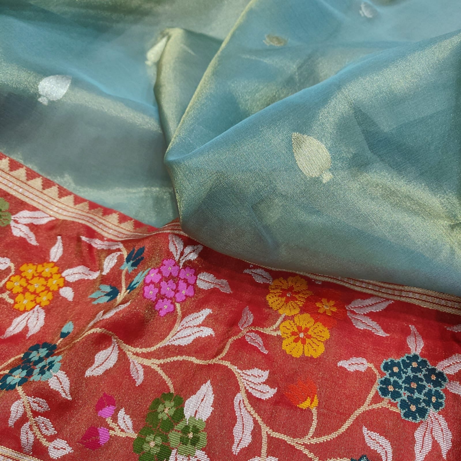 Aneha Tissue Handwoven Saree women sari - Saffronfashionindia