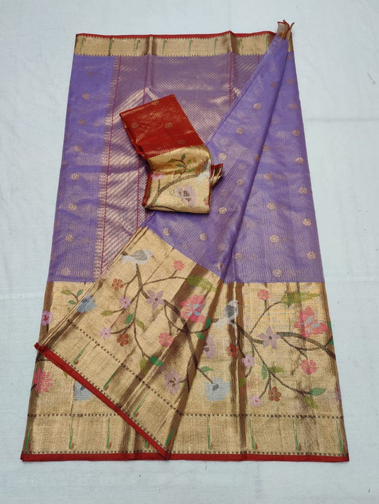 Lavender tissue zari Kota Sarees - Saffronfashionindia