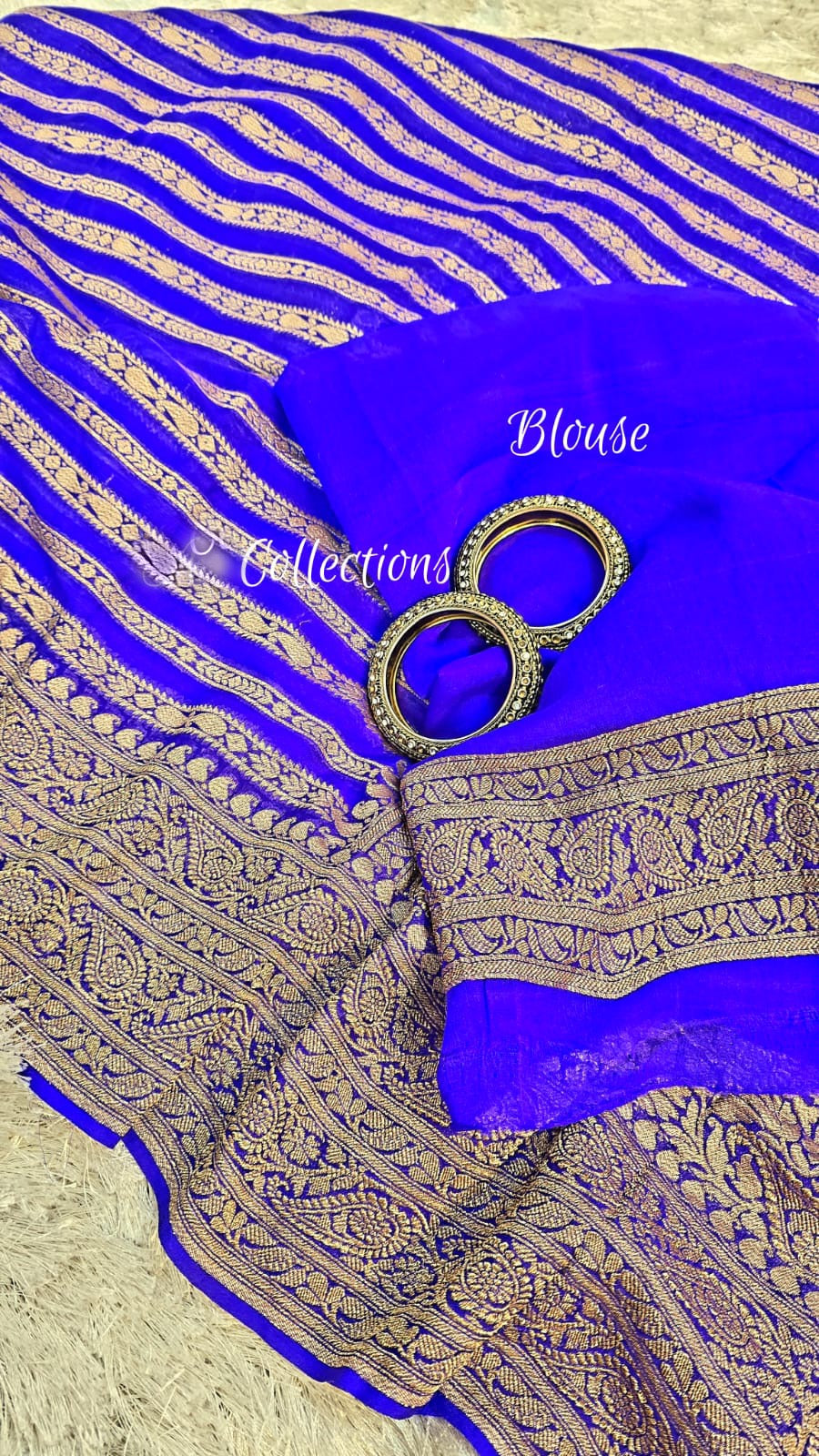 Blue Khaddi georgette saree Indian sarees blouse SaffronFashion