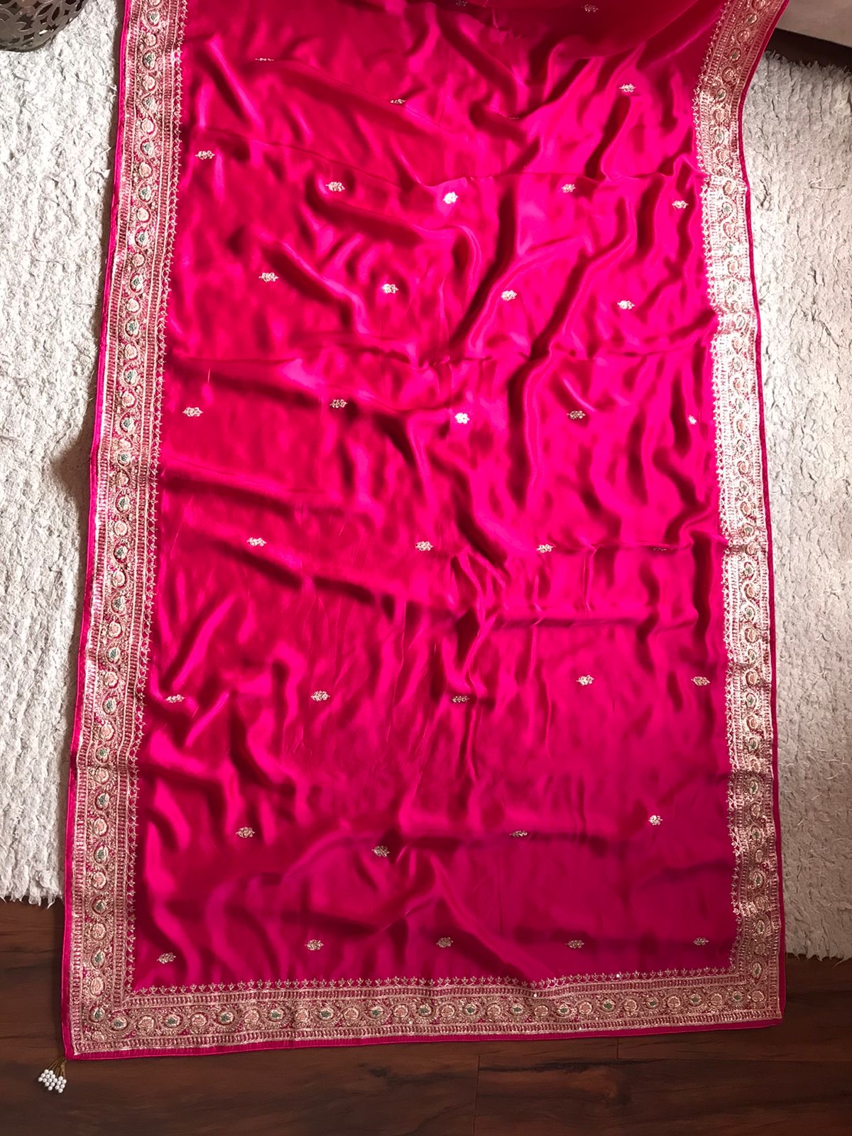 Pink satin Preety saree beautiful saree - Saffronfashionindia