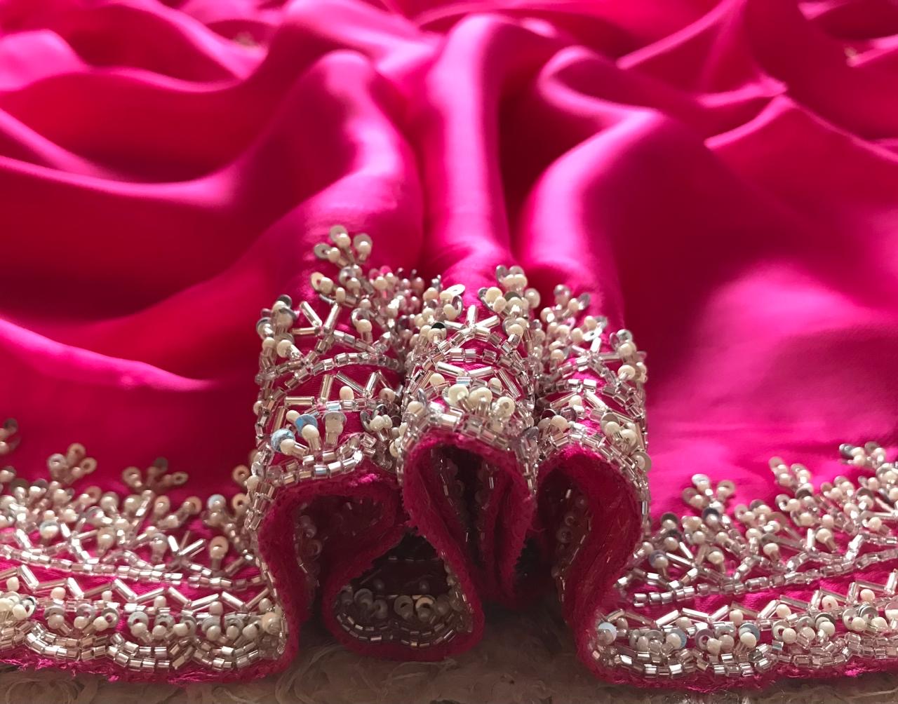 Pink satin organza saree women saree blouse - Saffronfashionindia