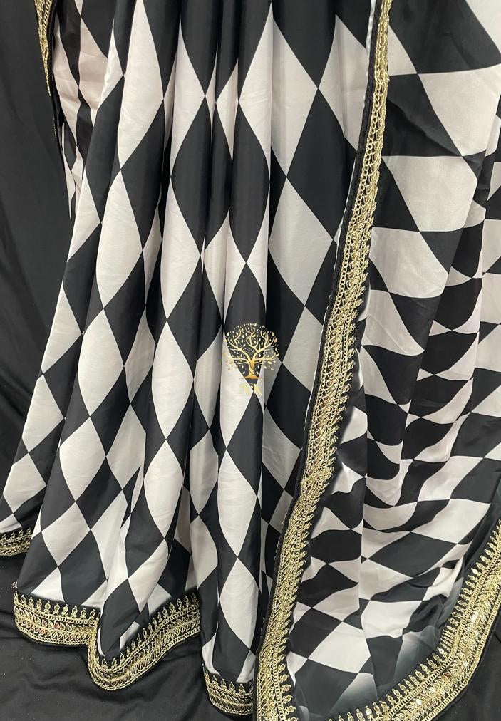 Rinaz print saree,,,partywear stylish saree - Saffronfashionindia