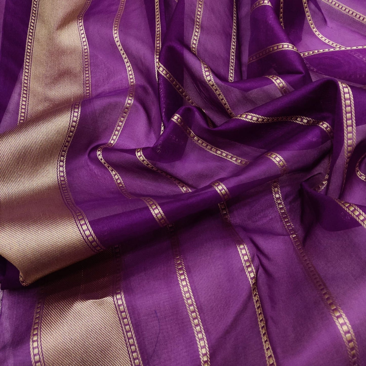 Purple kora handwoven kadwa sarees - Saffronfashionindia