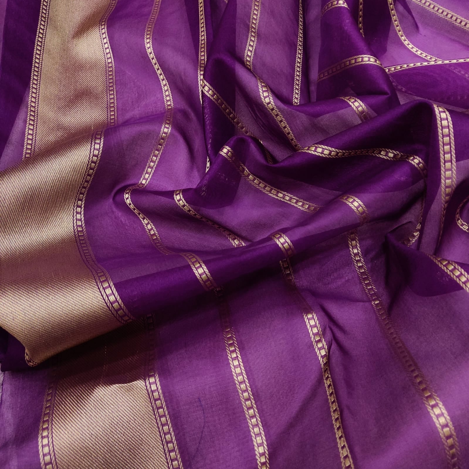 Purple kora handwoven kadwa sarees - Saffronfashionindia