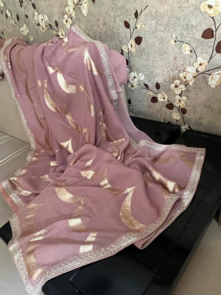 Guvisha Gorgette sequence saree partywear sari - Saffronfashionindia