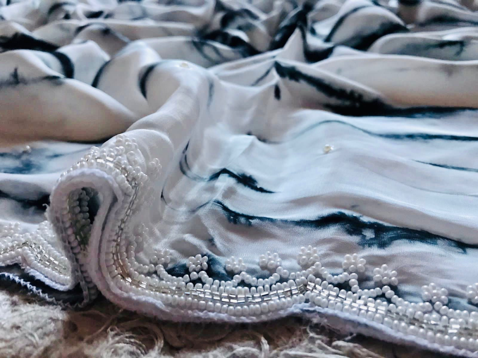 Shibori tie dye premium marble crepe sarees - Saffronfashionindia