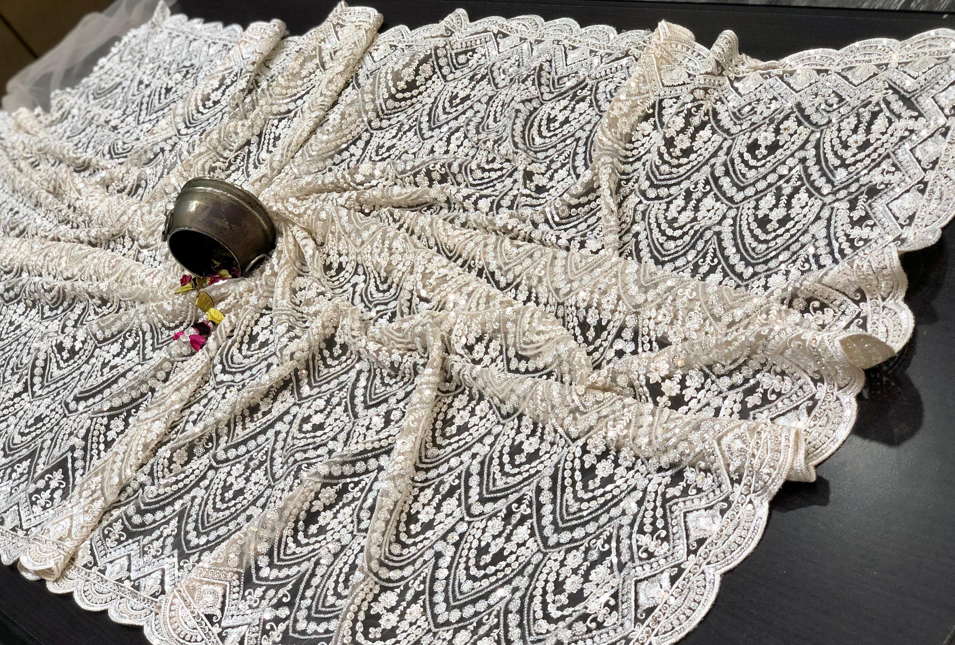 Royal white saree designer saree Indian wedding sarees blouse SaffronFashion