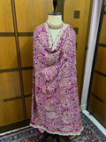 Pink Gajji silk dupatta Embroidery dupatta