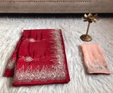 Red Luxury Premium Organza Silk Saree Partywear Sari