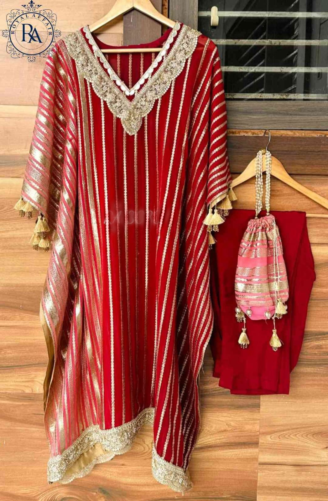 Partywear Kaftan Set Georgette kaftan set SaffronFashion