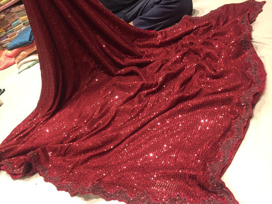 Sequence embroidered partywear sarees - Saffronfashionindia