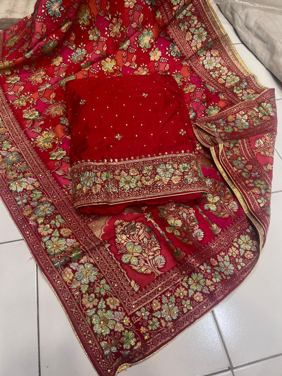 Red Banarsi Salwar suit punjabi Salwar suit