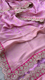 Pink Bordered Munga Silk Banarsi Weaved Saree