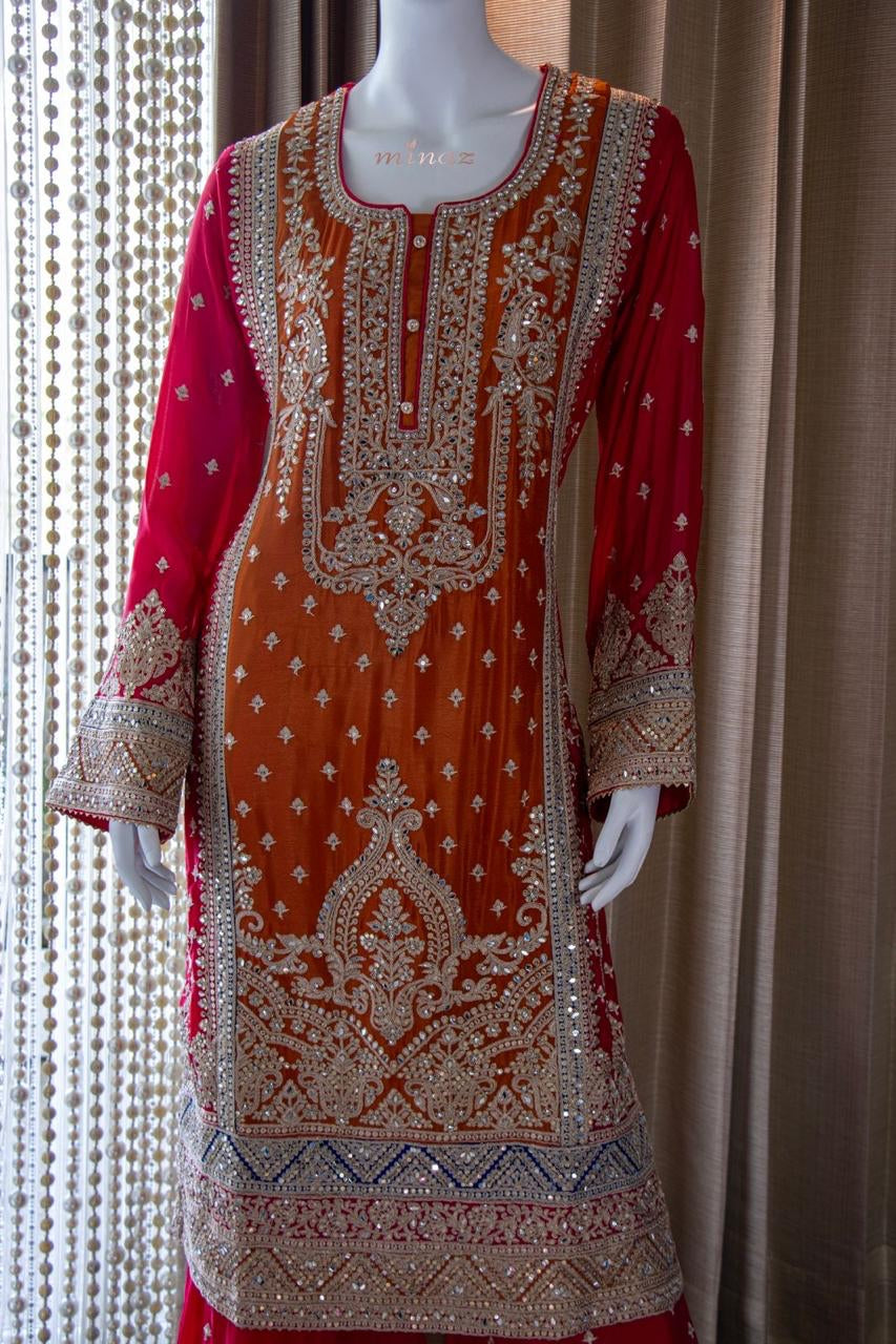 Pujo inspired sharara gharara dress - Saffronfashionindia