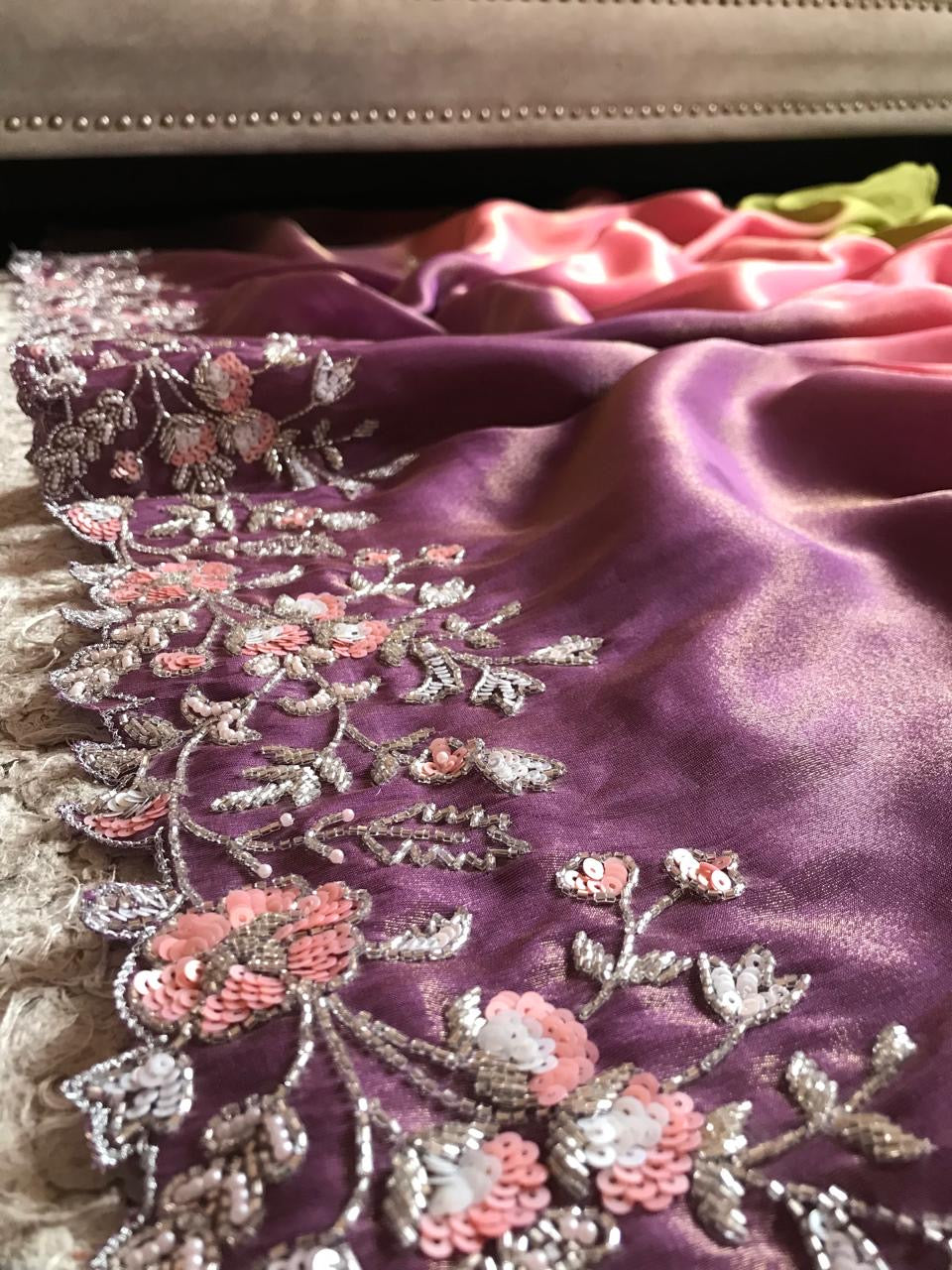 Shaded premium tissue silk saree organza sarees - Saffronfashionindia