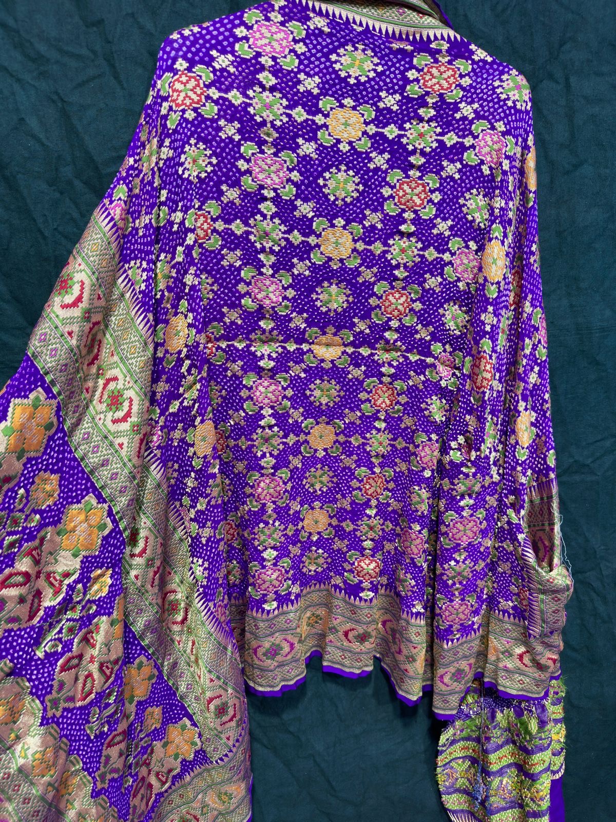 Purple Banarsi dupatta bandhani dupatta Indian dupatta - Saffronfashionindia