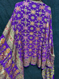 Purple Banarsi dupatta bandhani dupatta Indian dupatta