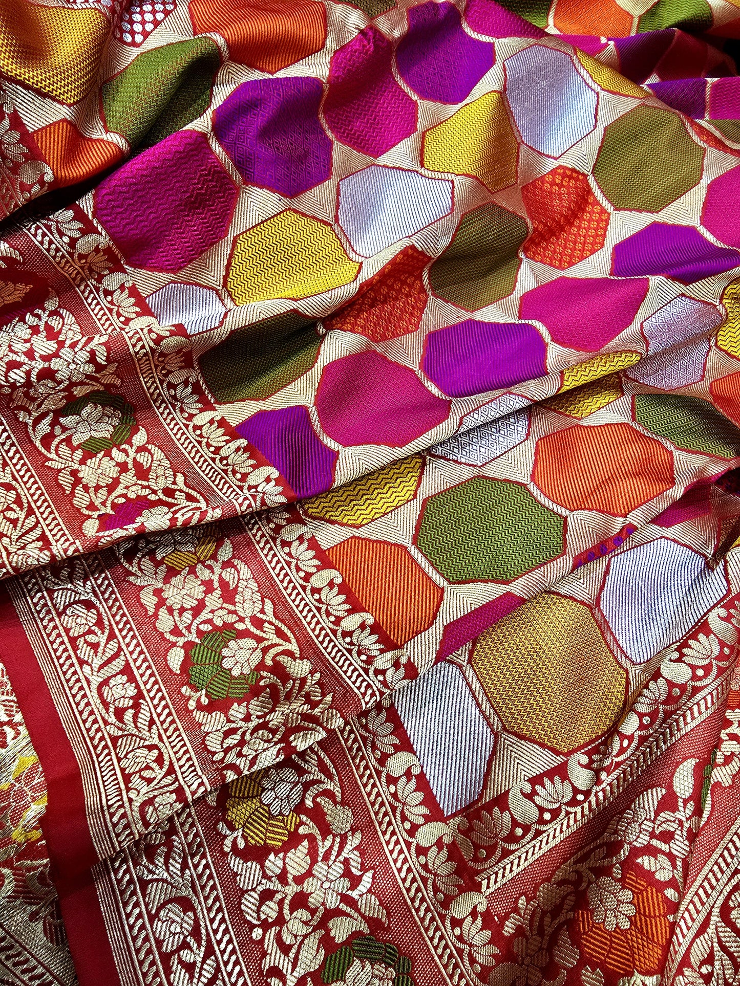 Rangkat inspired Banarsi silk saree katan silk sari blouse - Saffronfashionindia