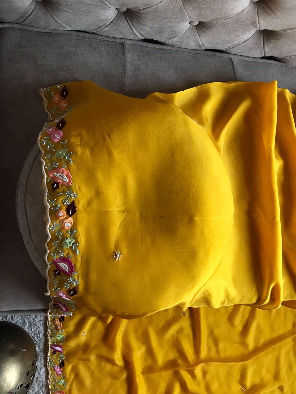 Raamji yellow organza silk sarees - Saffronfashionindia