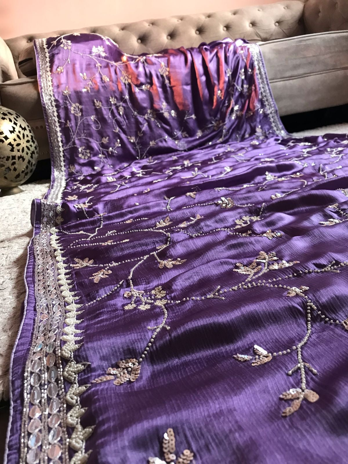 Pearl Lavender Rich Premium Saree Reception Saree - Saffronfashionindia