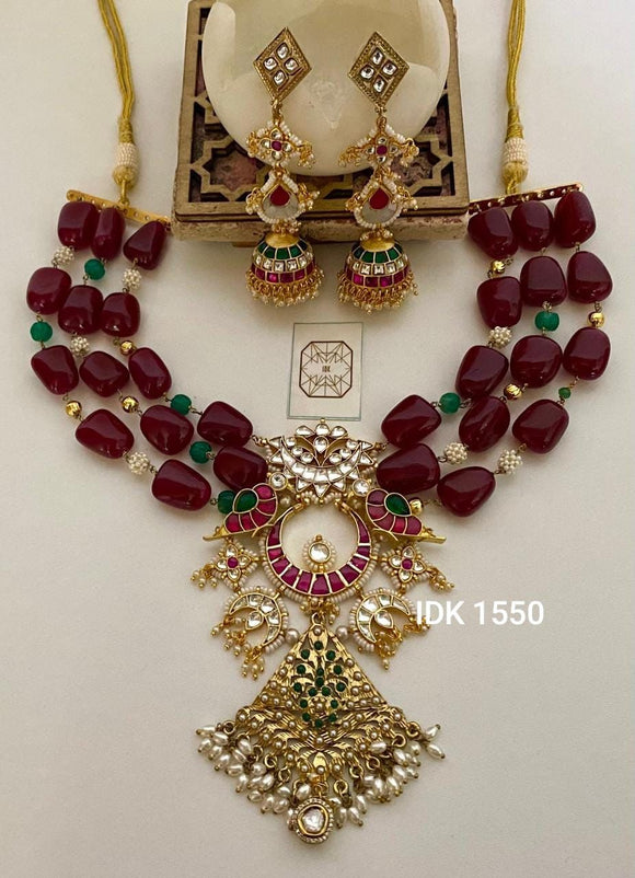 Mohito necklace set Kundan necklace pacchi Kundan women necklace earrings