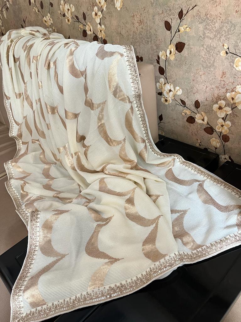 Guvisha Gorgette sequence saree partywear sari - Saffronfashionindia