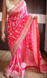 Pink Khaddi Gorgette saree Indian sarees