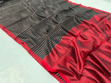 Striped Black red Chanderi saree beautiful sari