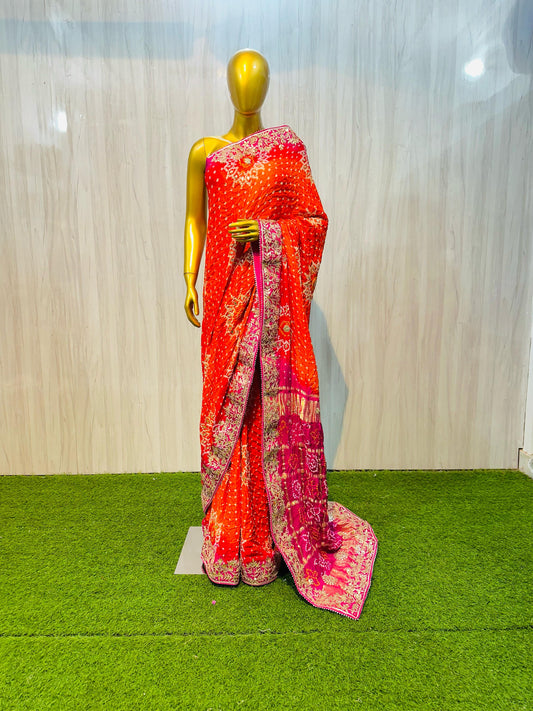 Handmade gajji silk saree gharchola pallu sarees blouse Saffronfashionindia