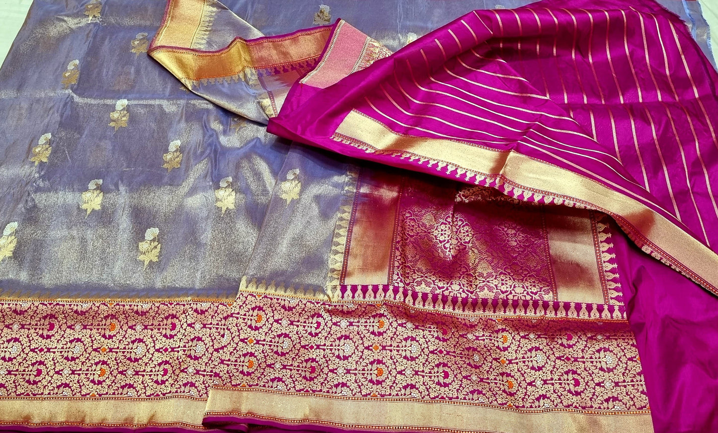 Ramzaan inspired pure banarsi handwoven tissue kadwa saree - Saffronfashionindia