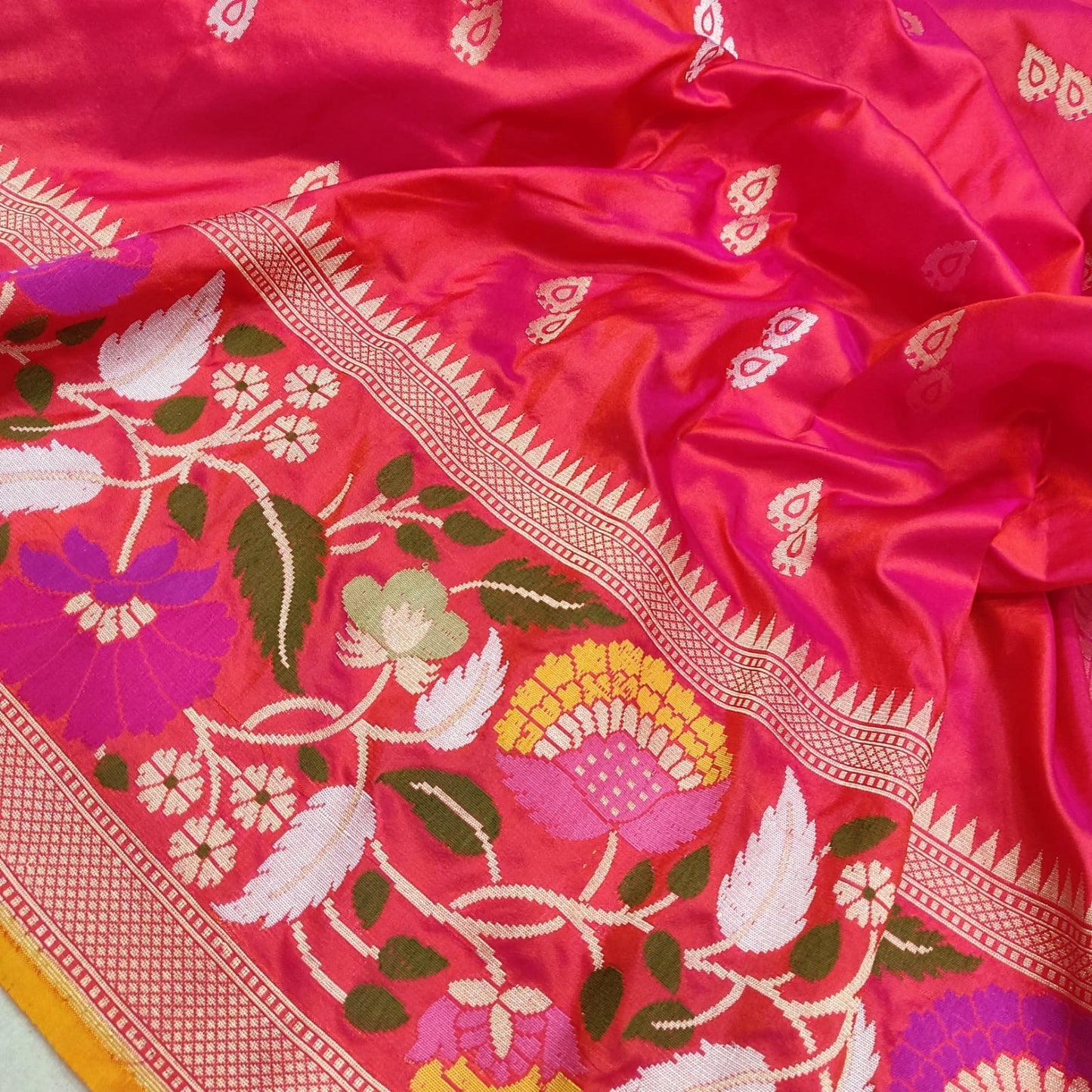Gulabo katan silk saree handwoven sarees - Saffronfashionindia