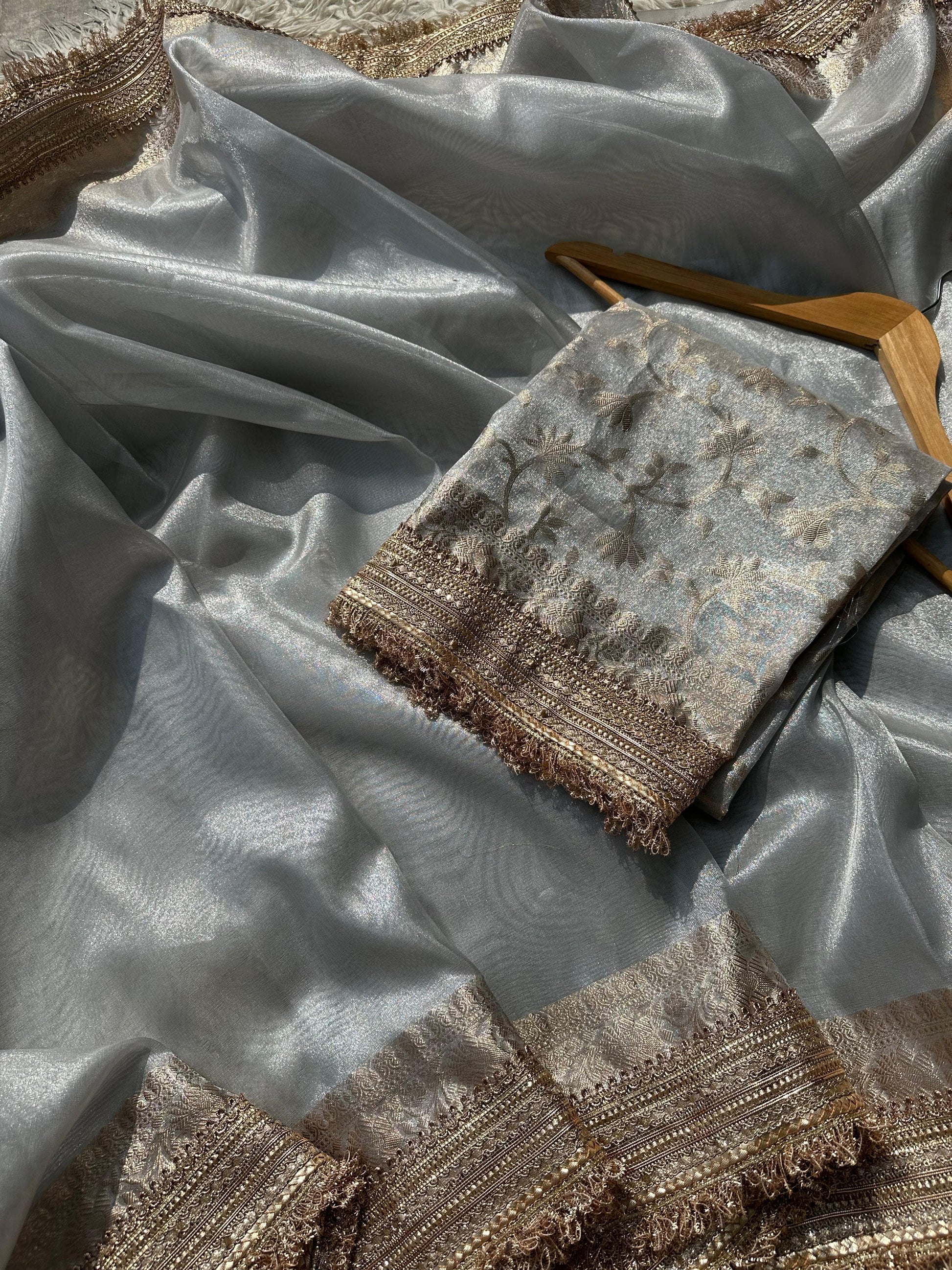 Light weight tissue saree part wear sarees - Saffronfashionindia