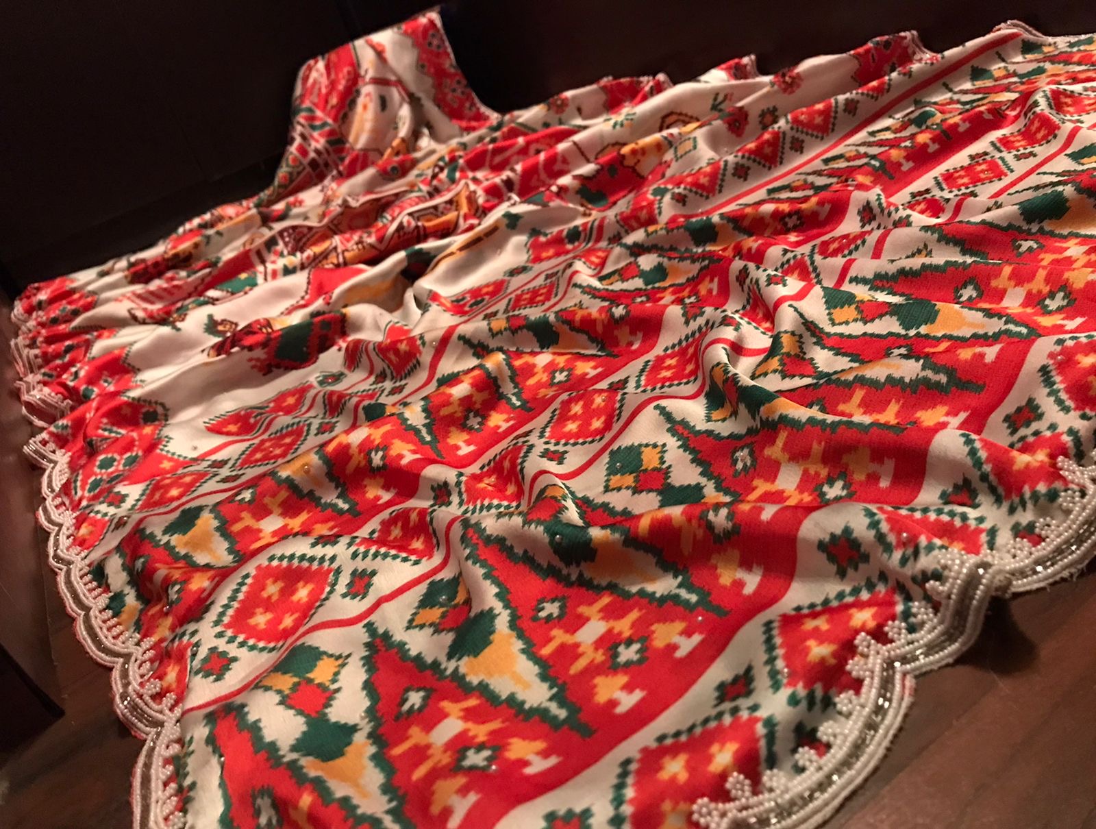 Digital printed satin saree lovely saree blouse Saffronfashionindia