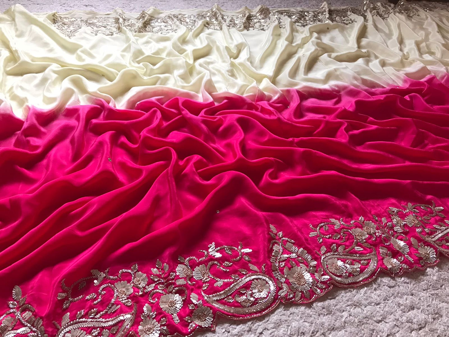 Ombre premium crepe silk saree luxury saree blouse SaffronFashion