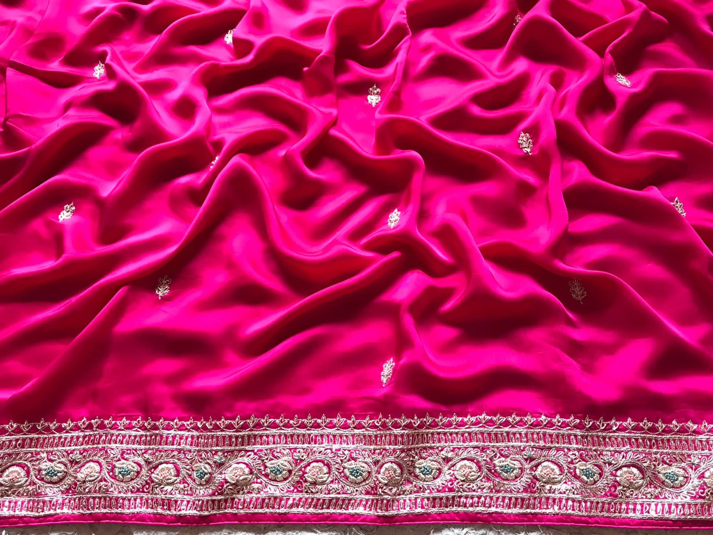 Pink satin Preety saree beautiful saree - Saffronfashionindia