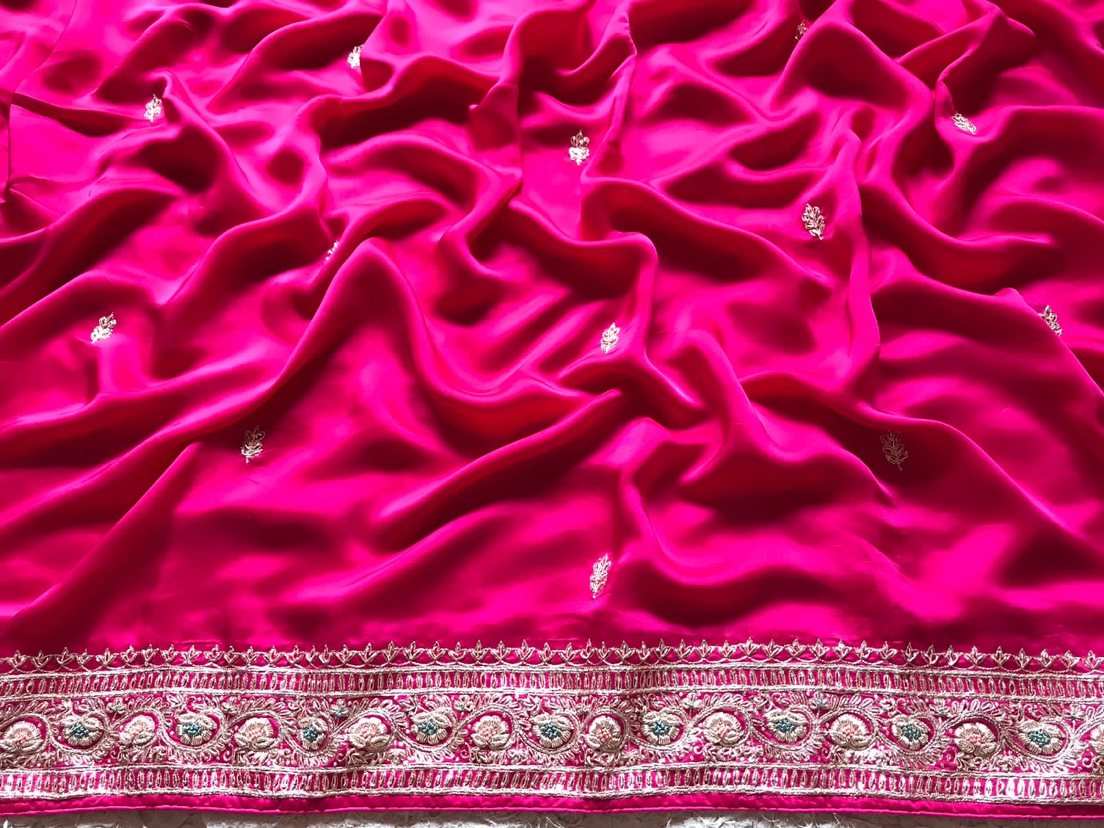 Pink satin Preety saree beautiful saree - Saffronfashionindia