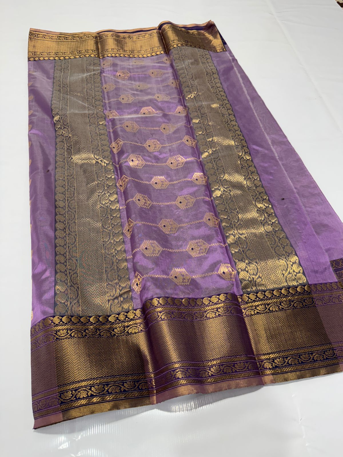 Elegant Chanderi saree pattu silk sarees blouse - Saffronfashionindia