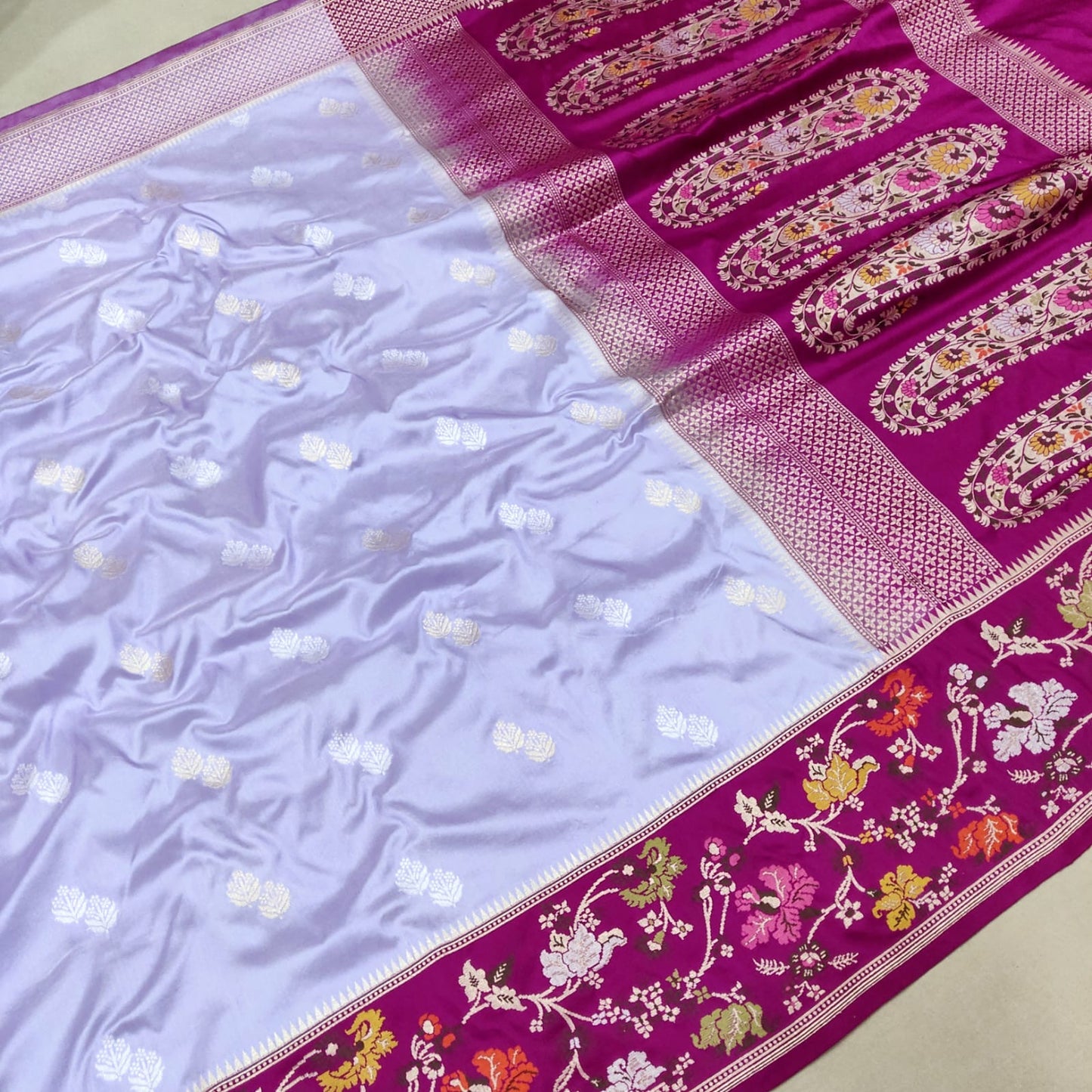 Purple katan silk saree handwoven sarees blouse Indian saree - Saffronfashionindia