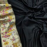 Black Katan Handwoven Zari Saree Resham Saree Indian