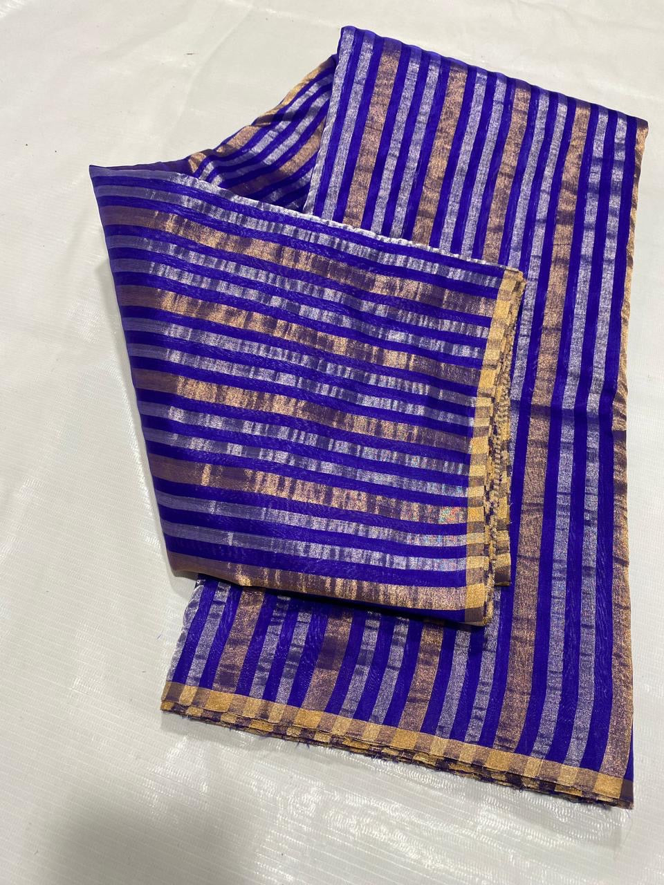 Royal Blue Chanderi saree Indian sarees - Saffronfashionindia