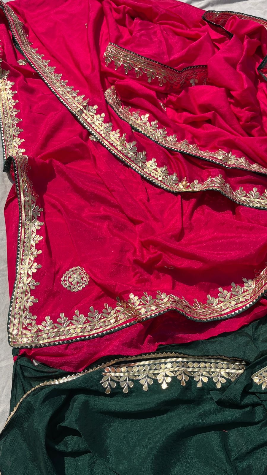 Ramjini chinon crepe Saree Gottapatti sarees - Saffronfashionindia