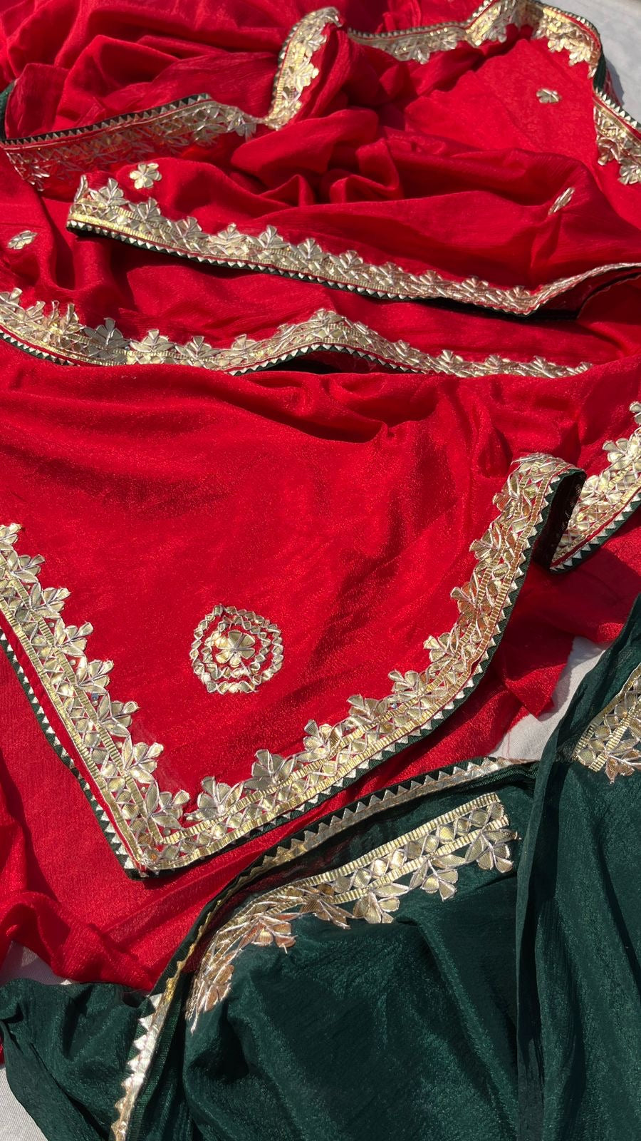 Ramjini chinon crepe Saree Gottapatti sarees - Saffronfashionindia