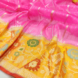 Vinia pink handwoven kadwa striped sarees