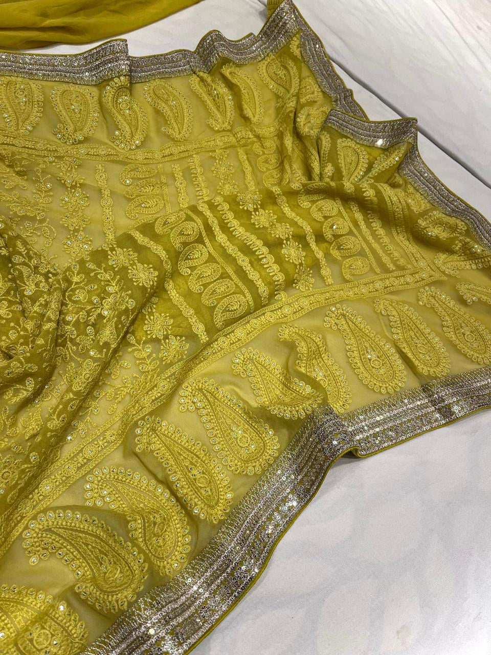 Ramaina Gorgette saree bridesmaid saree Indian sarees - Saffronfashionindia