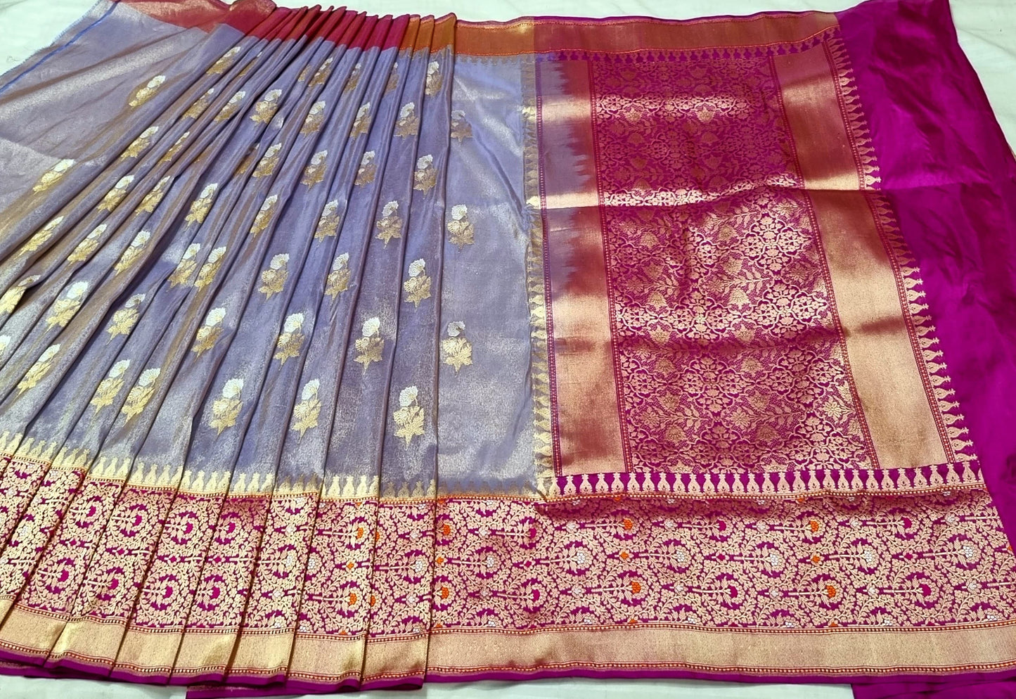 Ramzaan inspired pure banarsi handwoven tissue kadwa saree - Saffronfashionindia