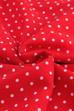 Red Polka Dot V Neck Ruffle Shoulder Short Dress